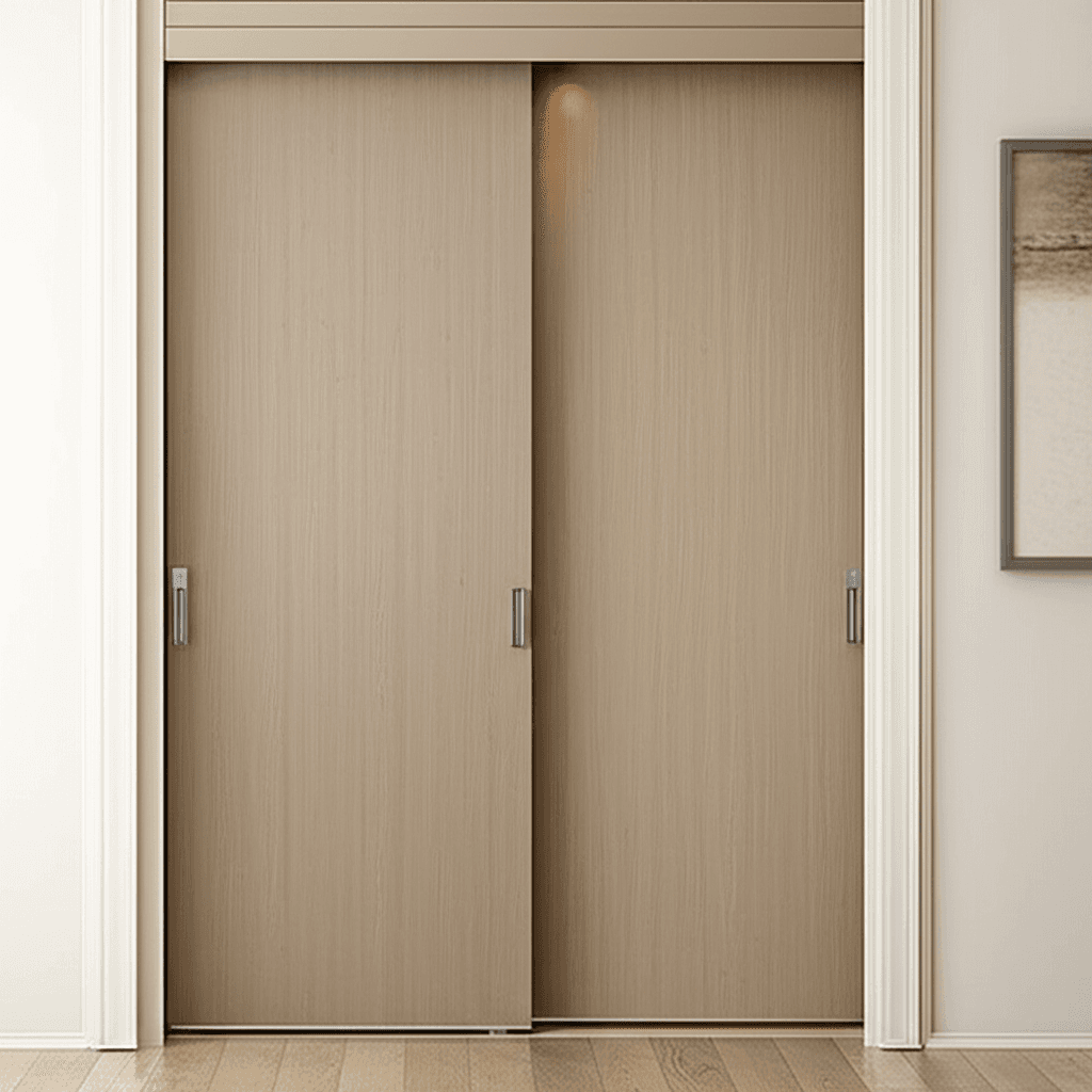 Sliding bypass closet doors in a finished bedroom opening